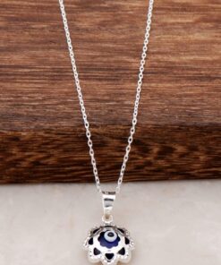 Ručne vyrobený strieborný náhrdelník Evil Eye Bead 714