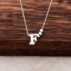 F Letter Design Silver Necklace 3805