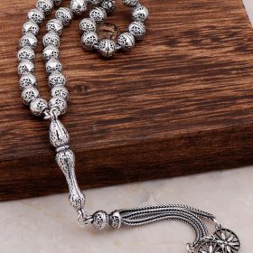 Filigree Embroidered Craftsman Silver Design Rosary 291
