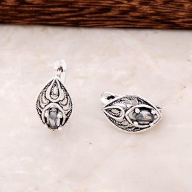 Filigree Embroidered Design Silver Earrings 4395