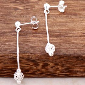 Filigree Embroidered Trend Silver Earrings 1273
