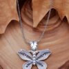 Filigree Engraved Butterfly Silver Necklace 6774