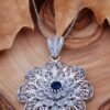 Filigree Engraved Daisy Silver Necklace 6755