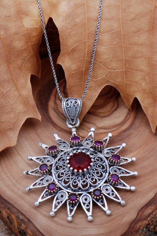 Filigree Engraved Design Silver Necklace 6752