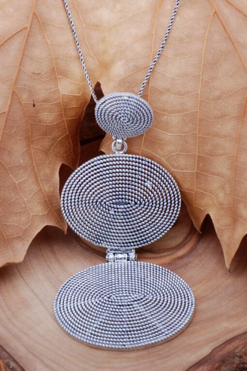 Filigree Engraved Handmade Silver Necklace 6780
