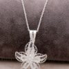 Filigree Engraved Silver Flower Necklace 6871