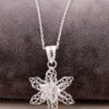 Filigree Engraved Silver Flower Necklace 6876