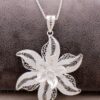 Filigree Engraved Silver Flower Necklace 6879