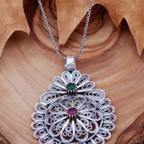 Filigree Engraved Silver Necklace 6759