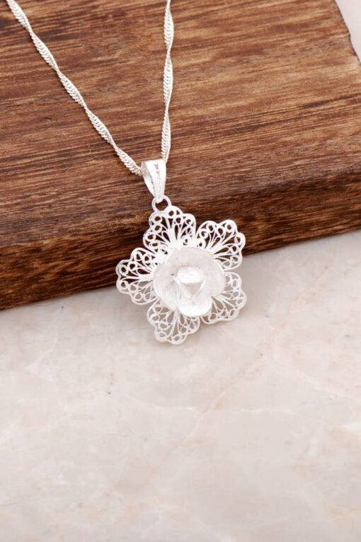 Filigree Handmade Silver Necklace 6230