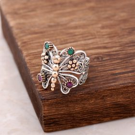 Filigree Inlaid Butterfly Silver Ring 2500