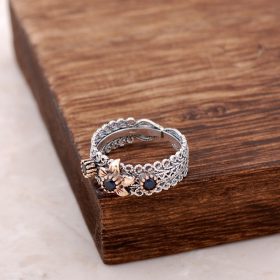 Серебряное кольцо с инкрустацией филигранью 2528