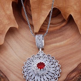 Filigree Inlaid Sterling Silver Necklace 6768