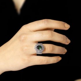 Filigranas sidabrinis žiedas su nefrito akmeniu 2510