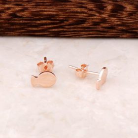 Fish Design Rose Silver Mini Earrings 4347