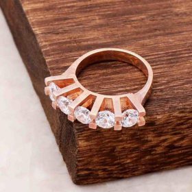 Pět kamenných designových prstenů z růžového stříbra 2673