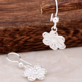 Floral Design Filigree Silver Earrings 4645