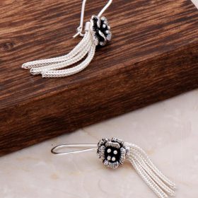 Flower Handmade Silver Dangle Earrings 4917
