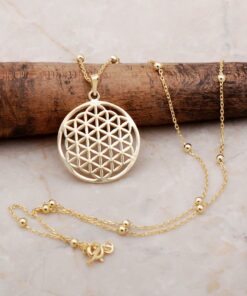 Flower of Life Gold Gilded Dorica Silver Necklace 6899