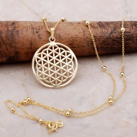 Flower of Life Gold Gilded Dorica Silver Necklace 6899