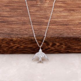 Flying Seagull Rhodium Silver Necklace 495