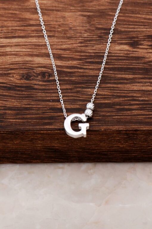 G Letter Design Silver Necklace 3807