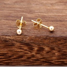 Gold Gilt Small Silver Ball Earrings 2666
