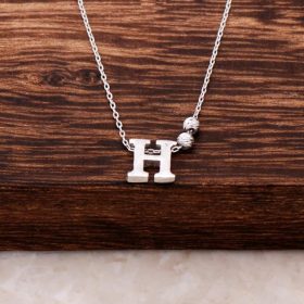 H Letter Design Silver Necklace 3811