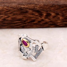 Hammer Forged Design Silver Ring 2880
