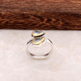 Σφυρήλατο σφυρήλατο ασημένιο δαχτυλίδι με σχέδιο διπλής κεφαλής