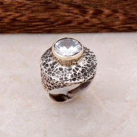 Kalapács kovácsolt kézzel készített ezüst kivitelű gyűrű 2716