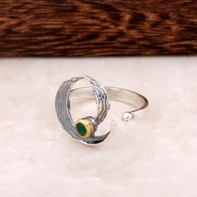 Plaktuko kaltinių žiedų dizaino sidabrinis žiedas 2864