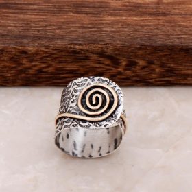 Plaktuko kaltinių sraigių dizaino sidabrinis žiedas 2861