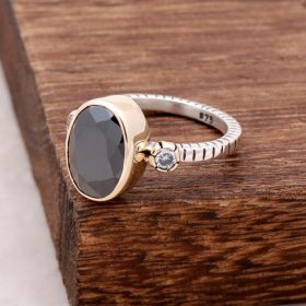 Перламутровое самоцветное кольцо с ониксом Молотое серебряное кольцо ручной работы 2683