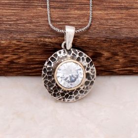 Handmade Design Silver Necklace with Quartz Stone 6299