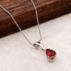 Handmade Ruby Stone Drop Sterling Silver Necklace 6820