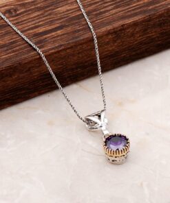 Handmade Silver Necklace with Amethyst Stone 6812