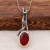 Handmade Silver Necklace with Root Ruby Stone 6295