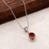 Handmade Silver Necklace with Root Ruby Stone 6815