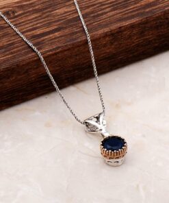 Handmade Silver Necklace with Sapphire Stone 6809