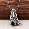 Handmade Sterling Silver Necklace with Emerald Stone 6416