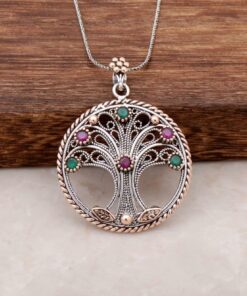 Ručně vyrobený strom života Stříbrný filigránový náhrdelník 953