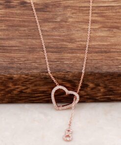 Herz und Unendlichkeit Design Rose Silber Halskette 898