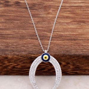 Horseshoe Design Silver Necklace with Zircon Stone 507