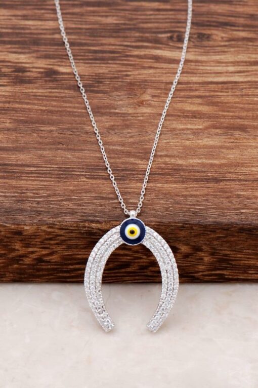 Horseshoe Design Silver Necklace with Zircon Stone 507