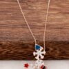 Indian Enameled Rose Silver Luck Necklace 445