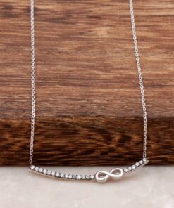 Infinity Waterway Silver Necklace with Rhodium 801