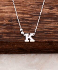 K Letter Design Silver Necklace 3819