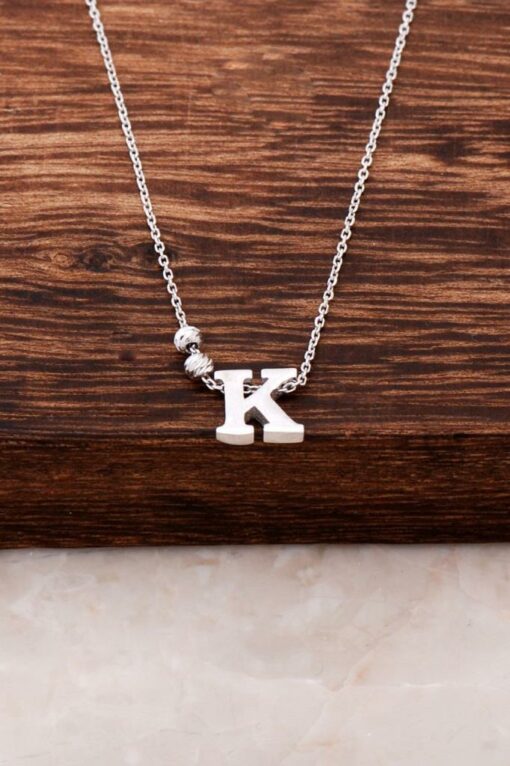 K Letter Design Silver Necklace 3819