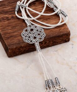 Kazaziye Engraved Love Knot Wrap Silver Long Necklace 6724